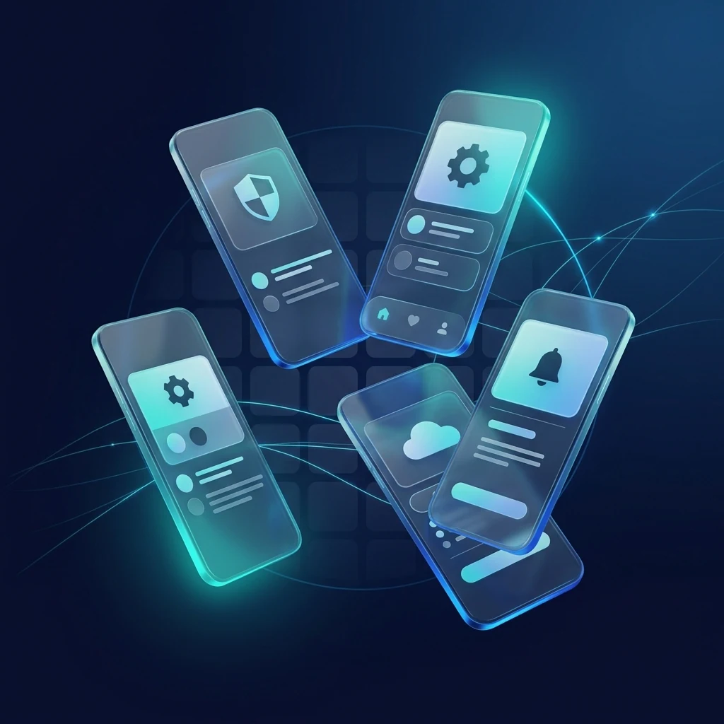 Abstract mobile app ecosystem illustration